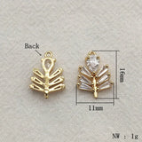 50pcs CZ Pendants Copper Feather Charm DIY Jewelry Findings