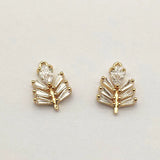 50pcs CZ Pendants Copper Feather Charm DIY Jewelry Findings