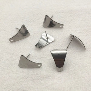 100Pcs Stainless Steel Trapezoid Ear Studs DIY Parts