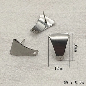 100Pcs Stainless Steel Trapezoid Ear Studs DIY Parts