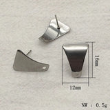 100Pcs Stainless Steel Trapezoid Ear Studs DIY Parts