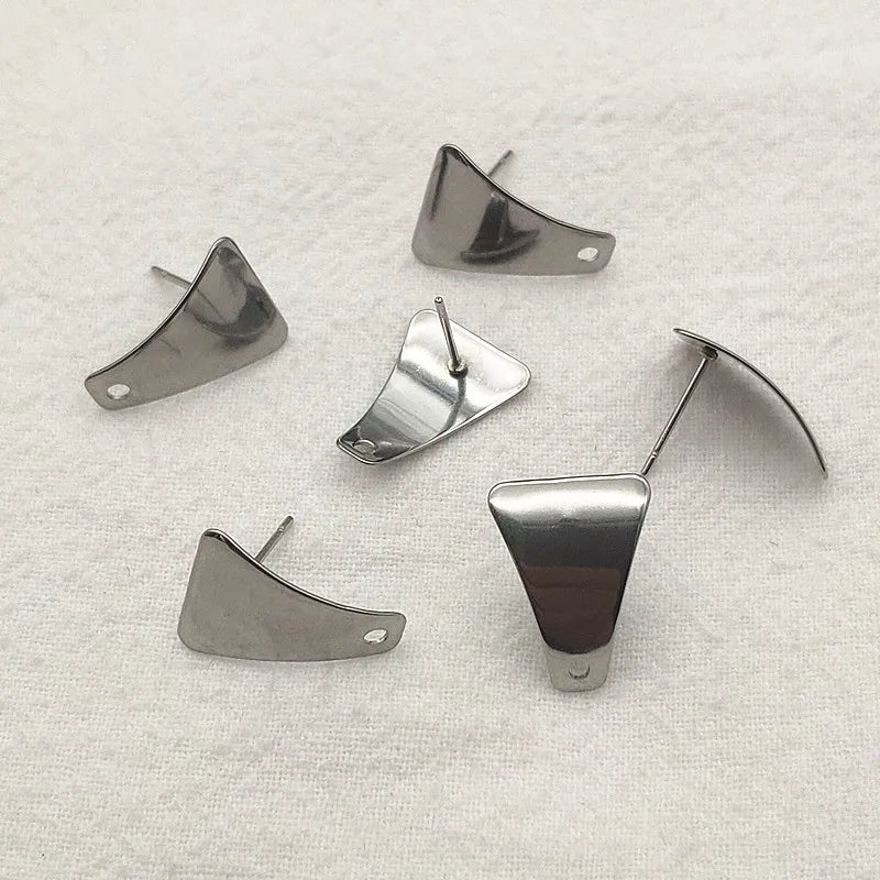 100Pcs Stainless Steel Trapezoid Ear Studs DIY Parts