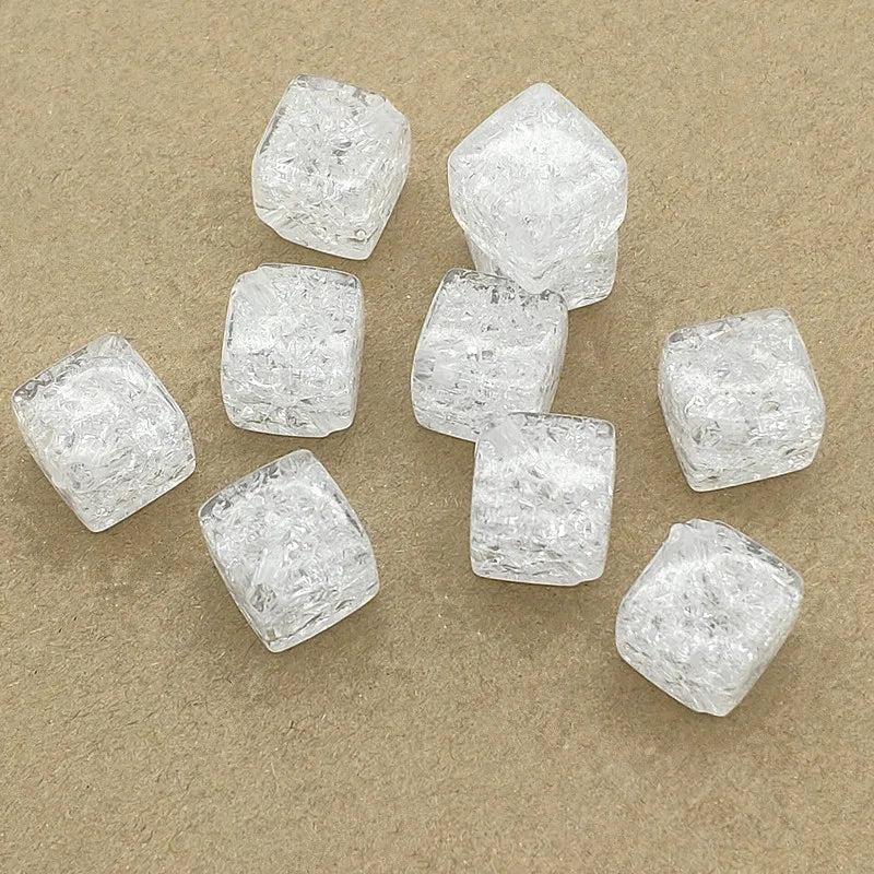 260pcs Clear Crack Cube Shape Beads DIY Jewelry Findings
