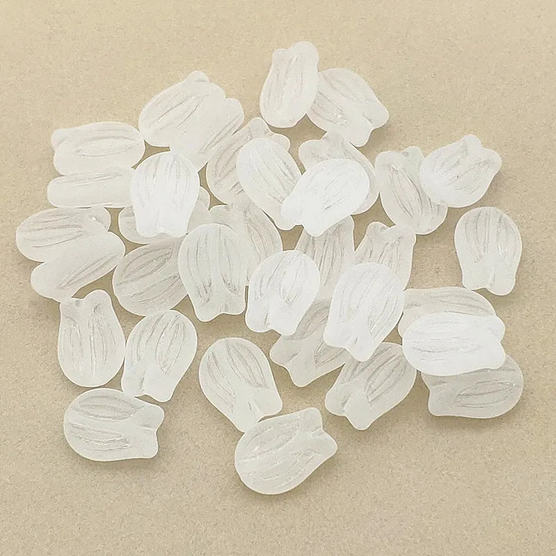 Clear Frosted Tulip Flower Beads DIY Parts 650pcs