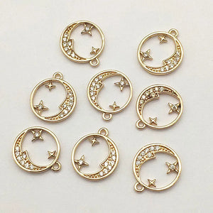 50pcs CZ Round Charm Pendants for DIY Jewelry Making
