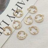 50pcs CZ Round Charm Pendants for DIY Jewelry Making