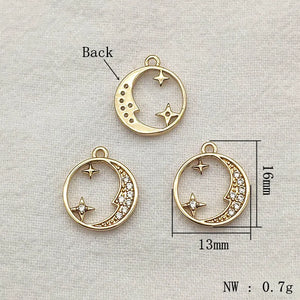 50pcs CZ Round Charm Pendants for DIY Jewelry Making