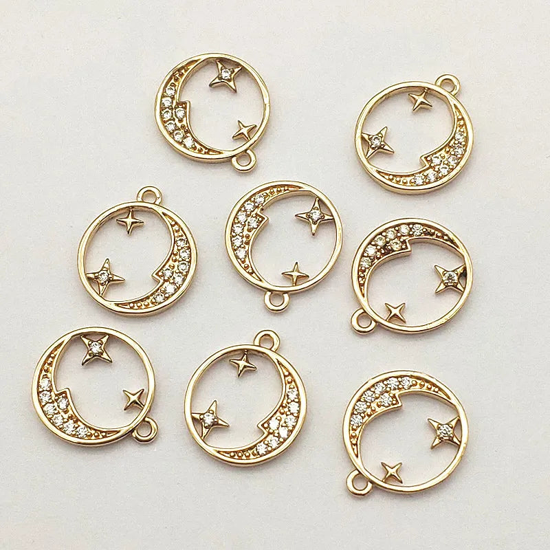 50pcs CZ Round Charm Pendants for DIY Jewelry Making
