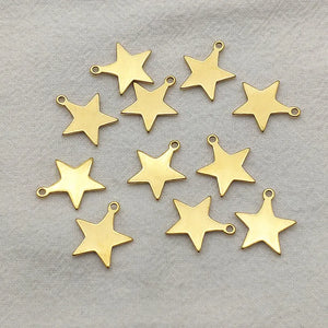100pcs 18KGP Stainless Steel Star Charm For DIY Jewelry