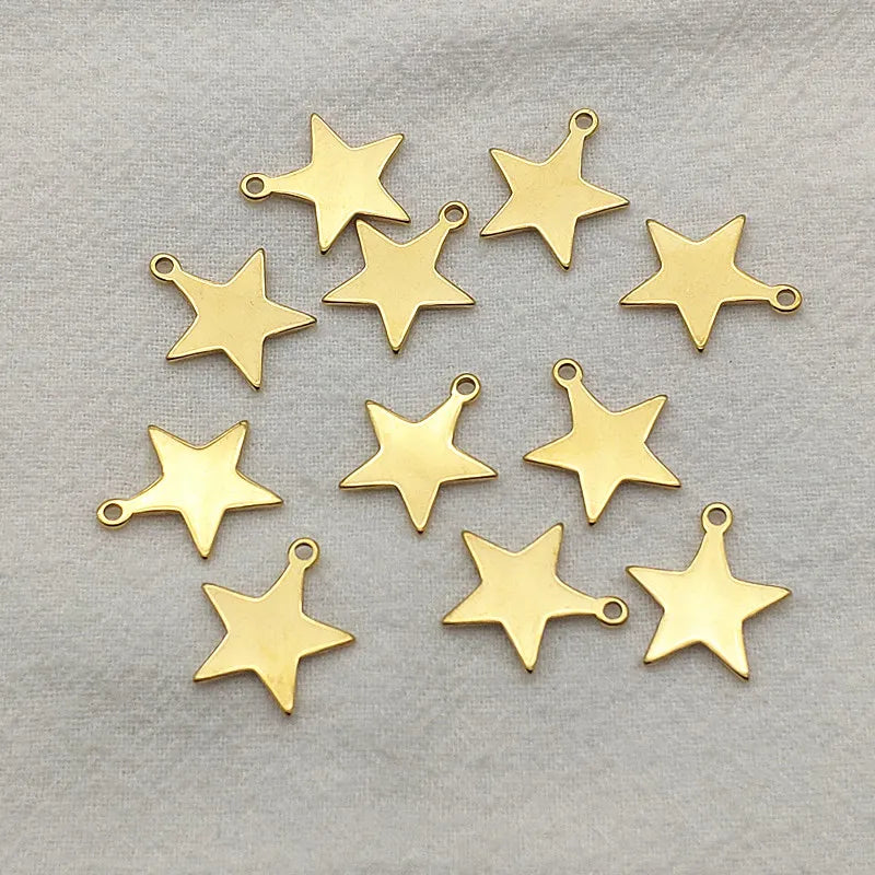 100pcs 18KGP Stainless Steel Star Charm For DIY Jewelry