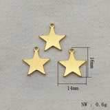 100pcs 18KGP Stainless Steel Star Charm For DIY Jewelry