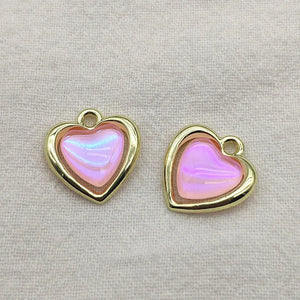 100pcs Zinc Alloy Resin Heart Charm Necklace Earrings DIY Jewelry Findings