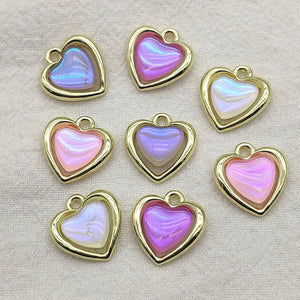 100pcs Zinc Alloy Resin Heart Charm Necklace Earrings DIY Jewelry Findings