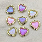 100pcs Zinc Alloy Resin Heart Charm Necklace Earrings DIY Jewelry Findings