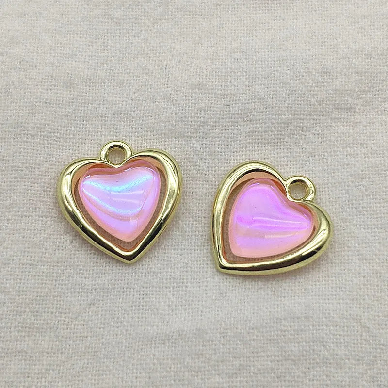 100pcs Zinc Alloy Resin Heart Charm Necklace Earrings DIY Jewelry Findings