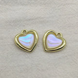 100pcs Zinc Alloy Resin Heart Charm Necklace Earrings DIY Jewelry Findings