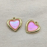 100pcs Zinc Alloy Resin Heart Charm Necklace Earrings DIY Jewelry Findings