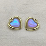 100pcs Zinc Alloy Resin Heart Charm Necklace Earrings DIY Jewelry Findings