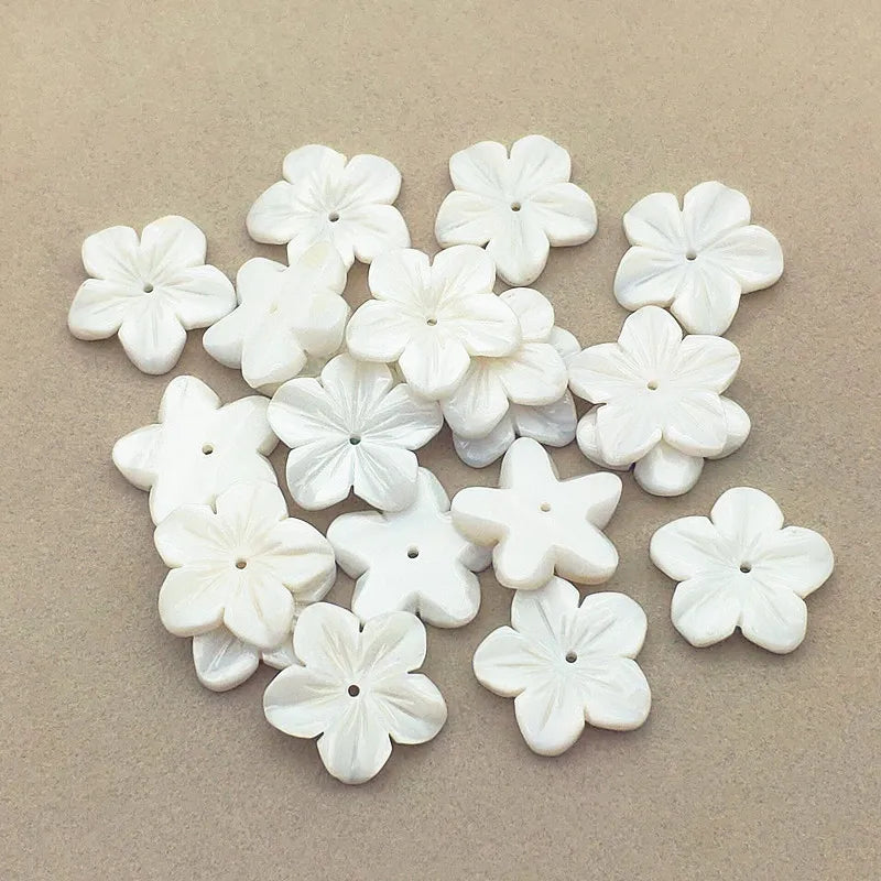 Real Nature Shell Carving Flower Beads 30pcs DIY Jewelry Parts