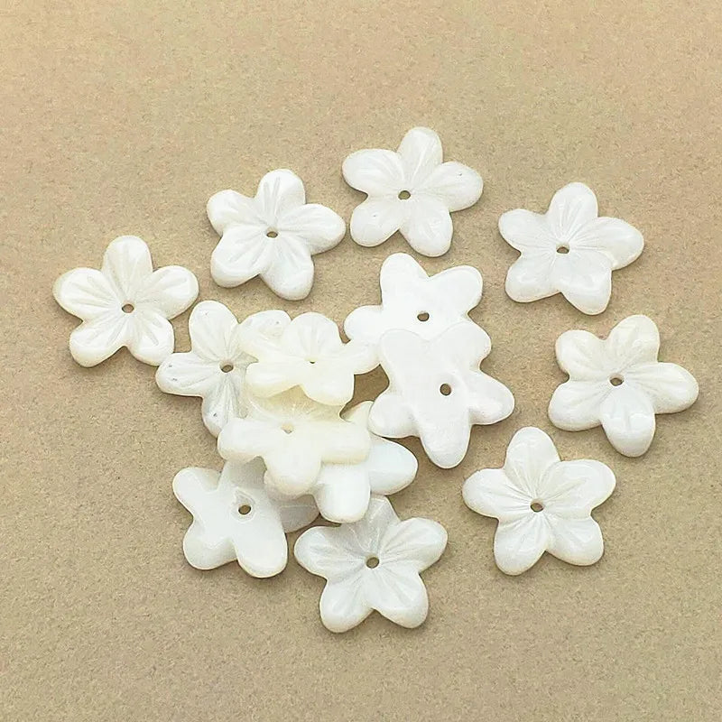 50pcs Real Shell Carving Flower Beads for Jewelry DIY