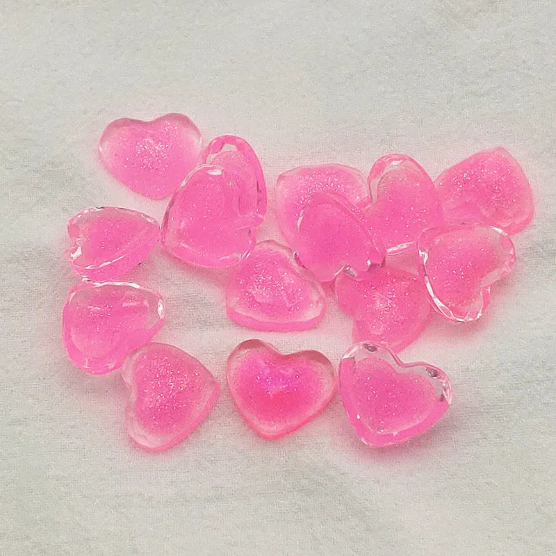 Arrival! 16x19mm 100pcs Flat Bottom Heart Beads For Hairpins DIY Parts
