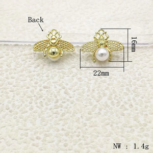 100pcs 16x22mm Bee Shape Charms for Earrings DIY - Jewelry Findings