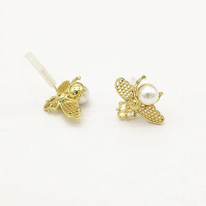 100pcs Pearl Bee Shape Ear Stud for DIY Earrings