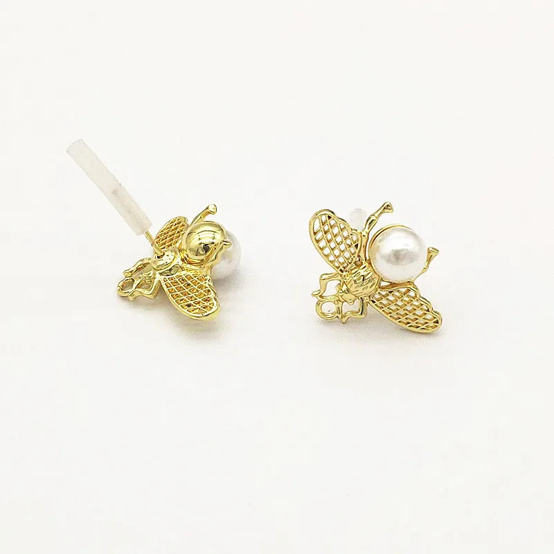 100pcs Pearl Bee Shape Ear Stud for DIY Earrings