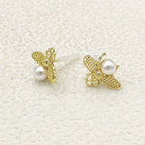 100pcs Pearl Bee Shape Ear Stud for DIY Earrings