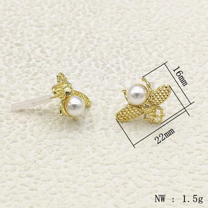 100pcs Pearl Bee Shape Ear Stud for DIY Earrings