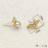 100pcs Pearl Bee Shape Ear Stud for DIY Earrings