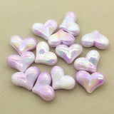 100pcs UV Aurora Heart Beads for DIY Jewelry - 16x22mm