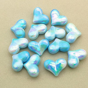 100pcs UV Aurora Heart Beads for DIY Jewelry - 16x22mm
