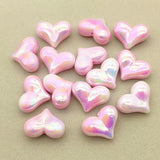 100pcs UV Aurora Heart Beads for DIY Jewelry - 16x22mm