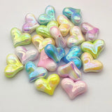 100pcs UV Aurora Heart Beads for DIY Jewelry - 16x22mm