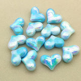 100pcs UV Aurora Heart Beads for DIY Jewelry - 16x22mm