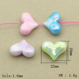 100pcs UV Aurora Heart Beads for DIY Jewelry - 16x22mm