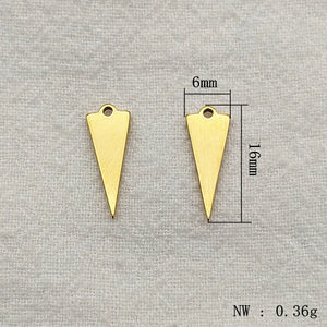 100pcs 18KGP Stainless Steel Triangle Charm For DIY Jewelry