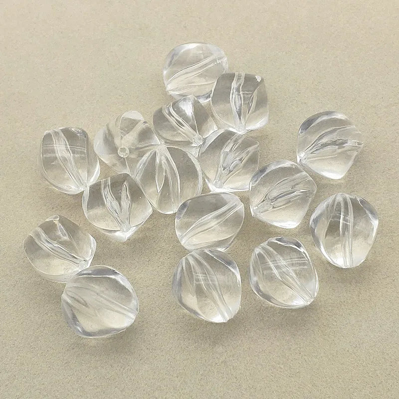 200pcs Clear Twist Oval Beads for Jewelry Making