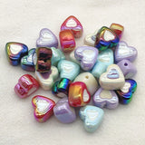 100pcs UV Aurora Heart Beads Jewelry Findings