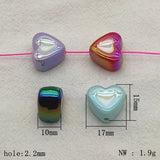 100pcs UV Aurora Heart Beads Jewelry Findings