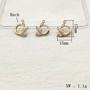 50pcs Cubic Zirconia Flower Charm for Earring DIY Parts