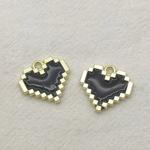 100pcs Zinc Alloy Enamel Heart Charm For DIY Jewelry, Findings & Components