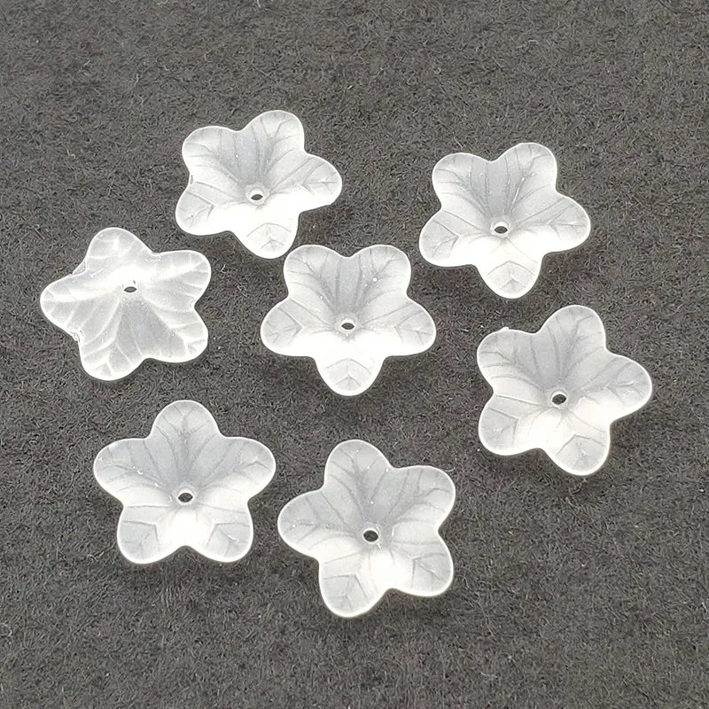 Clear Frosted Flower Acrylic Beads DIY Jewelry Findings 1100pcs