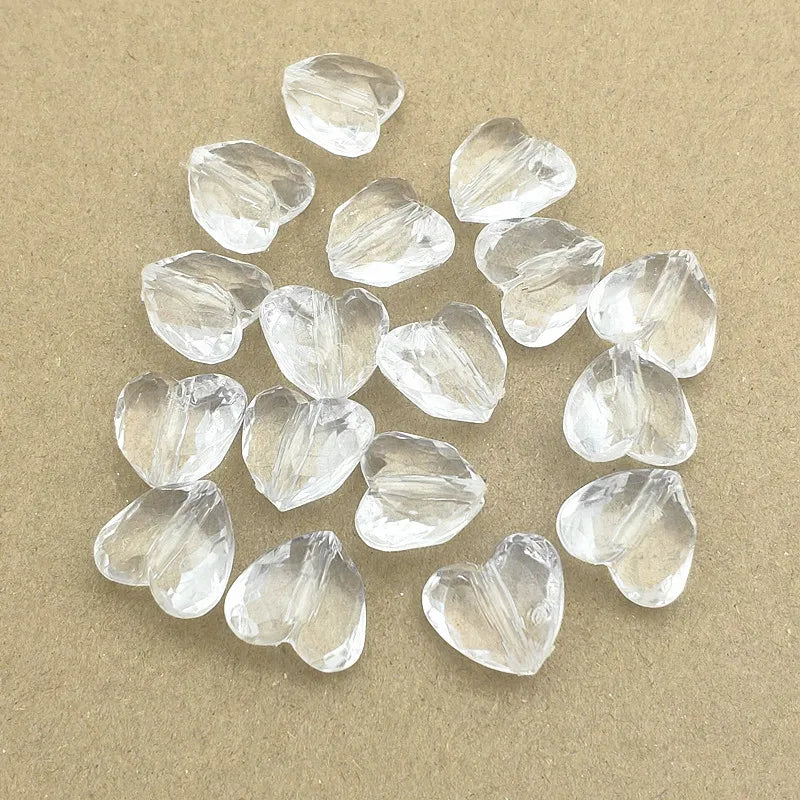 260pcs Clear Acrylic Heart Beads Necklace Earring DIY Parts