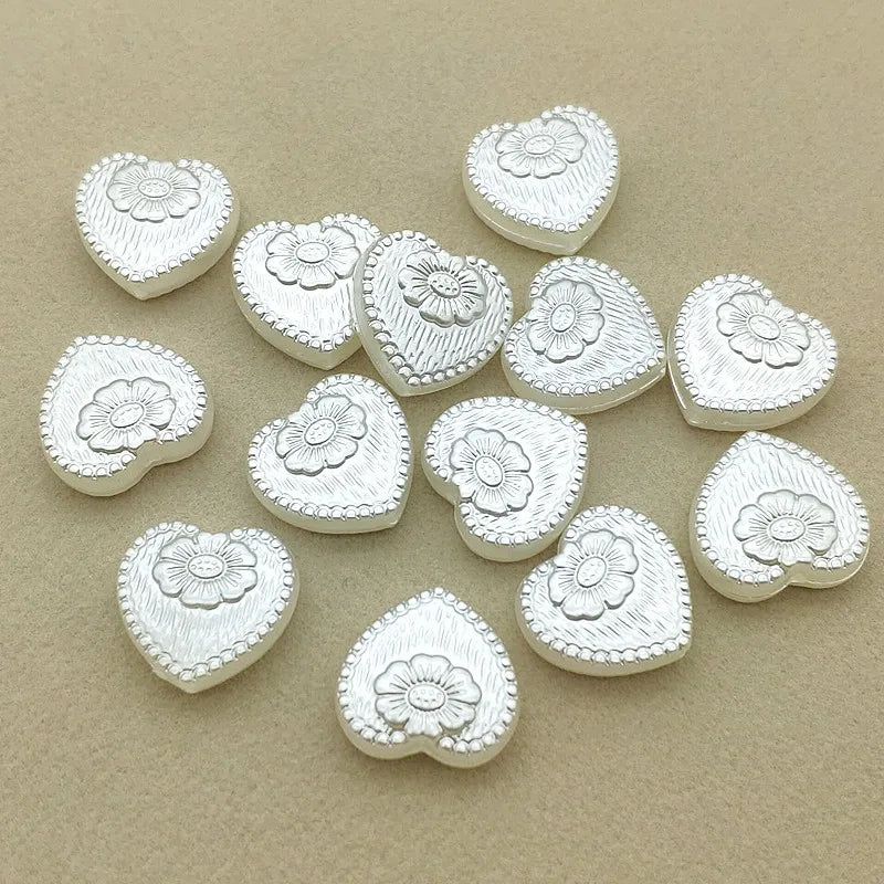 Arrival! 17x18mm 400pcs Pearls Heart Beads For Necklace/Earrings DIY Parts