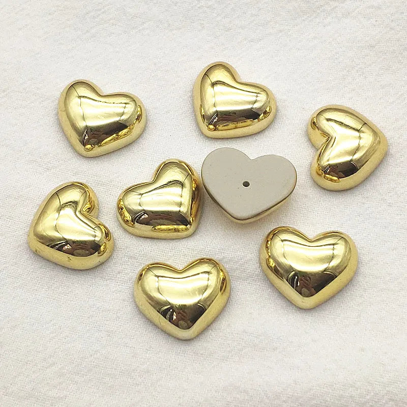 17x20mm 100pcs UV Flat Heart Beads DIY Jewelry Findings