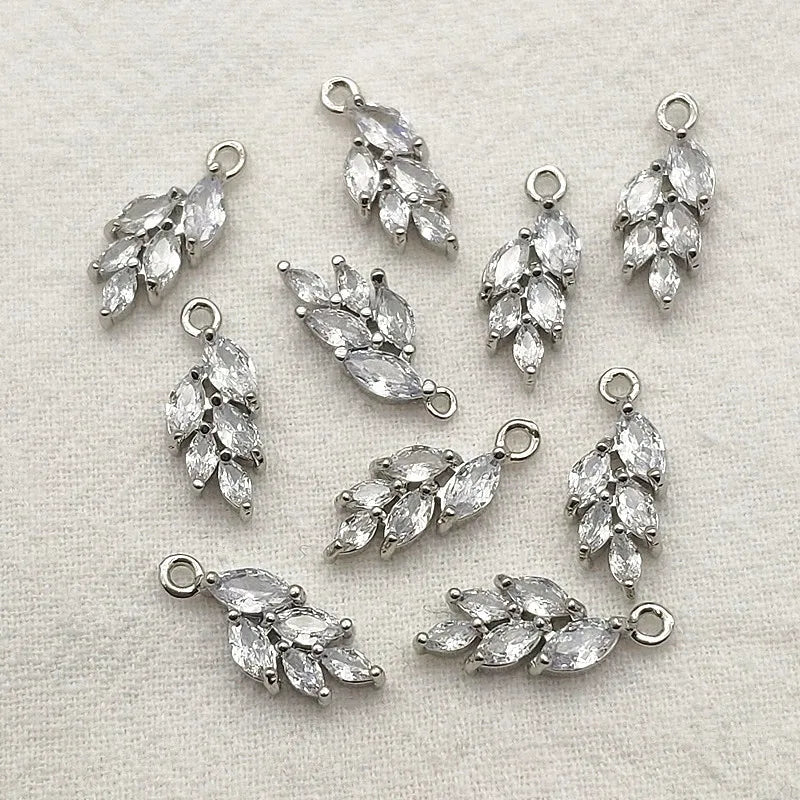 CZ Feather Charm 50pcs DIY Jewelry Findings