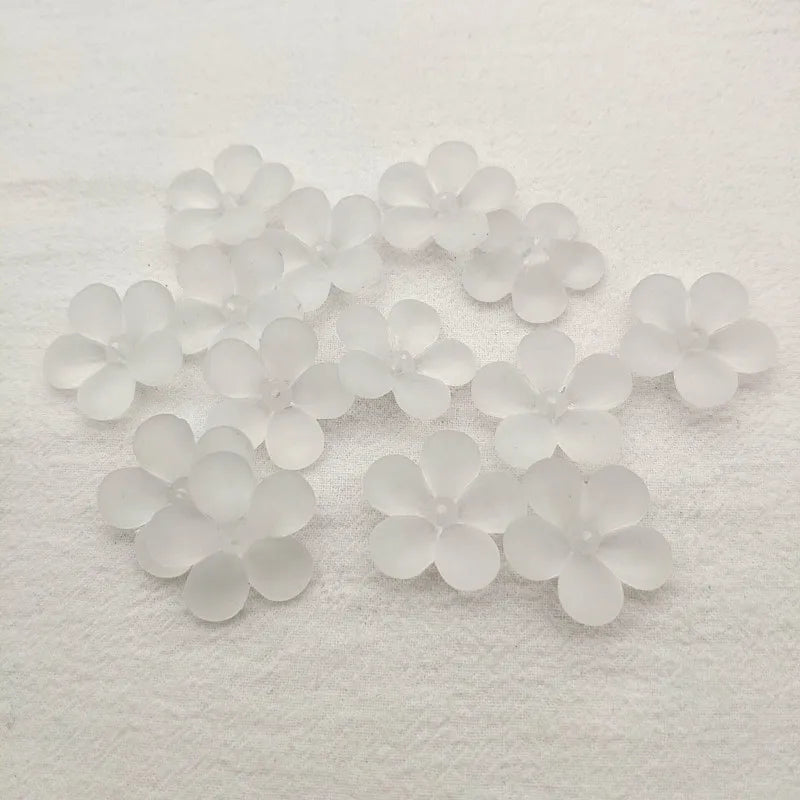 180pcs Clear Frosted Flower Beads Jewelry DIY Parts