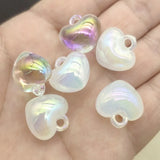 100pcs Aurora Effect Heart Beads DIY Jewelry Findings